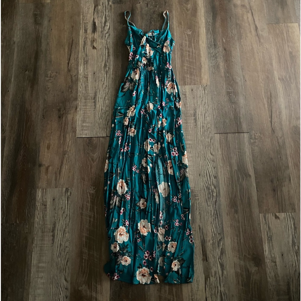 Long Blue Flower dress